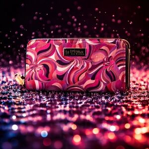 NIB Trina Turk Bohemian Pink Swirl Zip-Around Wallet